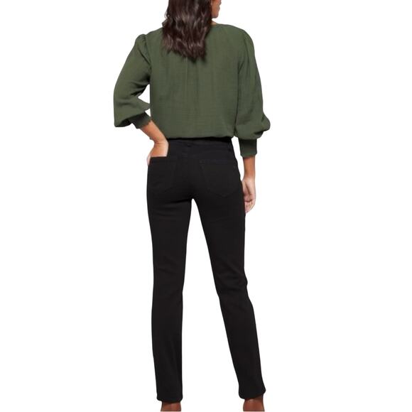 Democracy Woman’s Rich Black Straight Leg Stretch Denim Jeans Size 14 - Picture 10 of 16